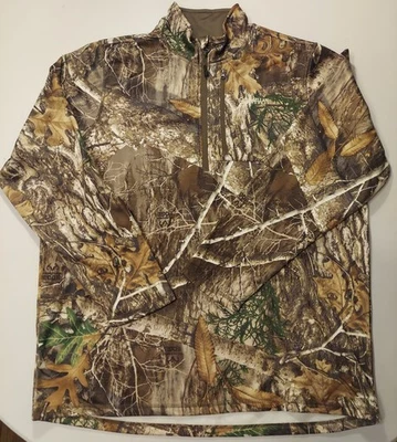 Magellan Outdoors Hunt Gear Mens Camo 1/4 Zip Pullover Size XL Realtree Timber  - Image 1 of 4