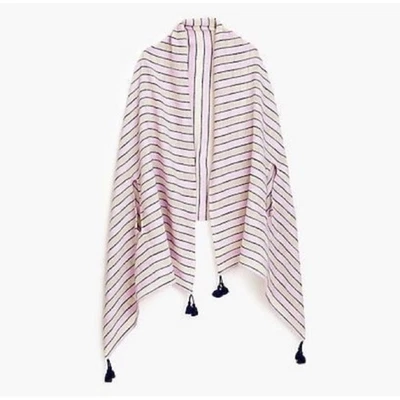 J.Crew Rosa Rayas Borla Mezcla de Algodón Capa Envoltura Bufanda Natación Encubrimiento Talla Única Foto 1 de 4