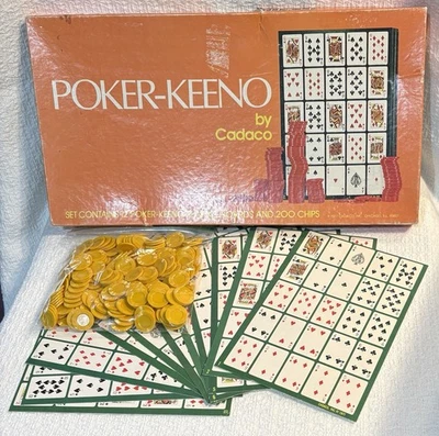 Vintage 1977 POKER-KEENO Playing Boards and Chips by Cadaco No. 340 INCOMPLETE - Image 1 of 4