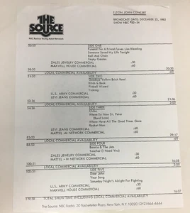 ELTON JOHN The Source radio 12-23-1982 #82-54 - Picture 1 of 2
