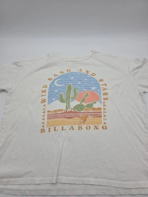 Billabong T-Shirt Crop Women Large White Graphic Tee …#37705 - Image 1 of 4