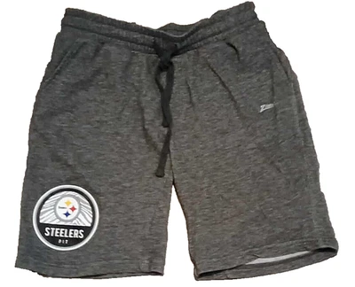 Zubaz NFL Pittsburgh Steelers  Mens Graphic Shorts Drawstring Large Gray Solid - Image 1 of 4