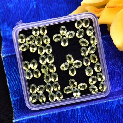 VVS 56 Stück Natürlich Peridot Oval Facettiert Schliff Unbehandelt 4mm 3mm Lose - Bild 1 von 4