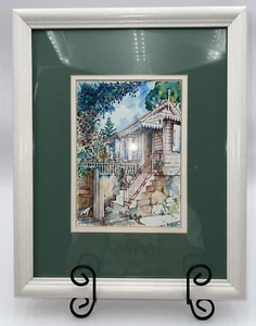 Decoración de arte de pared de colección con impresión en acuarela rústica escena de casa y jardín 16x13 - Imagen 1 de 11