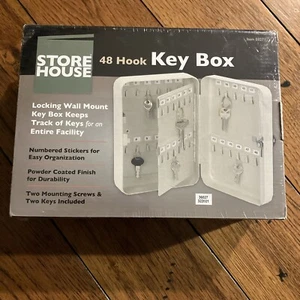 STORE HOUSE 48 Hook Key Steel Metal Box Wall Mount Locked Safe w Keys New - Picture 1 of 3