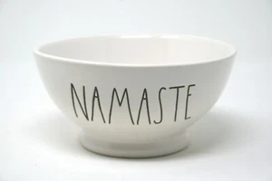 Rae Dunn Artisan White NAMASTE 5 3/4" Footed Cereal Salad Ice Cream Soup Bowl - Picture 1 of 6