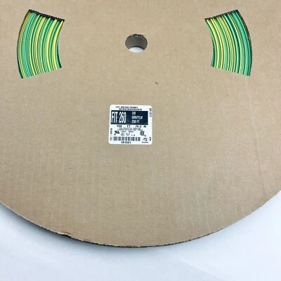 TUBO TERMORRETRÁCTIL CABLE ALFA AJUSTE 260, 3/8" VERDE/AMARILLO, 250 FT Foto 1 de 4