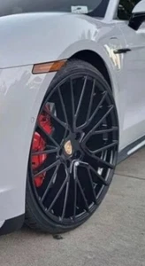 22” WHEELS RIMS GLOSS BLACK FOR PORSCHE PANAMERA 971 S TURBO 4S GTS 22X10 & 11 - Picture 1 of 6