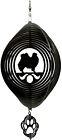 SWEN Products JAPANESE CHIN Dog Circle BLACK Swirly COMBO Metal Wind Spinner