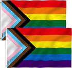Anley Fly Breeze 3x5Ft Progress Pride Flag Rainbow Transgender Lesbian LGBT Flag