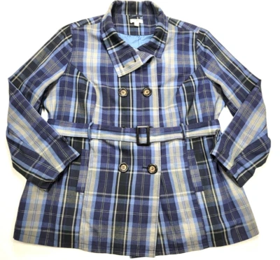 Chaqueta de mujer Cato para mujer 28 azul negro gris con botones bolsillos forrados para cinturón Foto 1 de 4