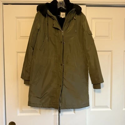 Abrigo Chaqueta Parka Gap Verde Ejército Control Frío Negro Piel Sintética Xsmall Foto 1 de 4