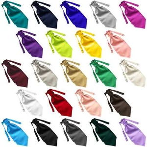 Men's Satin Wedding Ruche Cravats - Picture 1 of 25