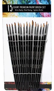 Paint Brush -Set of 15 Art Brushes for Watercolor Acrylic&Oil Painting-Premium - Picture 1 of 10