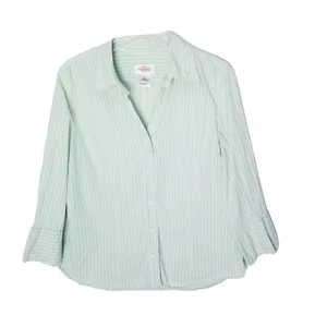 Camisa Talbots Mujer Talla Mediana Verde Blanco Rayas Abotonada - Imagen 1 de 8