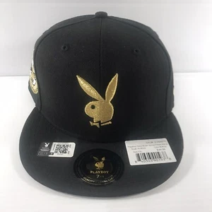Gorra Playboy Gold Rush Script ajustada 7 1/4 Bunny 1953 tapas negras - Imagen 1 de 8