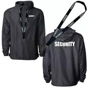 NEW LIGHTWEIGHT WINDBREAKER SECURITY JACKET WITH LANYARD - Picture 1 of 7