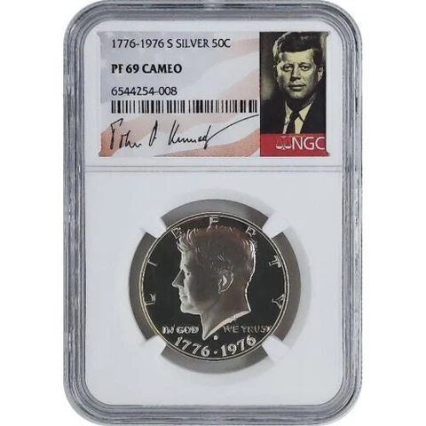 1776-1976 S Kennedy Proof Silver Coin NGC PF69 Cameo Signature Label Cover
