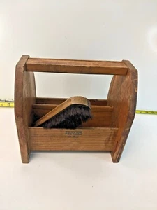 Vintage Esquire Footman Deluxe Wooden Shoe Shine Box, 2 Horse Hair Brushes - Picture 1 of 5
