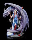 Drachen Fantasy-Figur mit Zauberin - Dragon Mage | Gothic-Dekofigur H 23,5 cm
