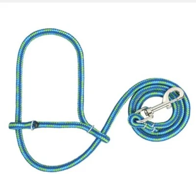 Weaver Leder Polyseil Schaf Ziege Halfter mit Druckknopf, türkis/blau/limette - Bild 1 von 3