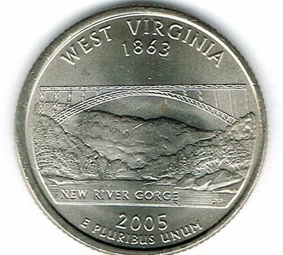 2005-P Philadelphia Brilliant Uncirculated West Virginia 35TH State Quarter Coin - Image 1 of 2