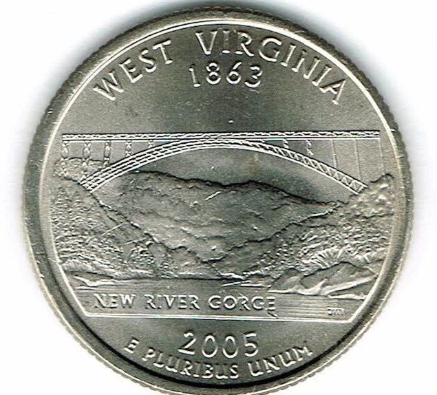 2005-D Denver Brilliant Uncirculated West Virginia 35TH State Quarter Coin! - Image 1 of 2
