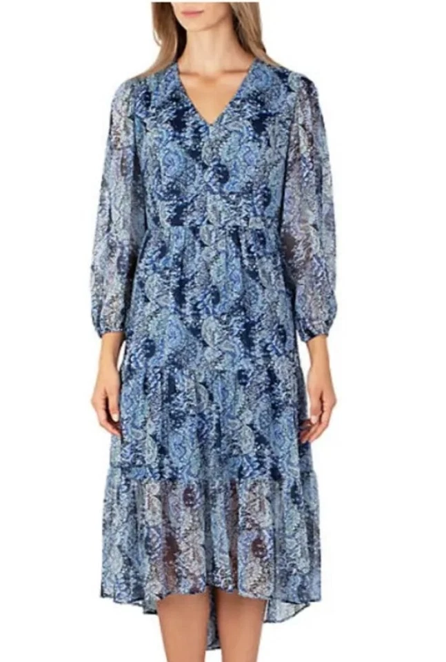 Joie Blue Women's Size XXL Flowy Long Sleeve Maxi Dress