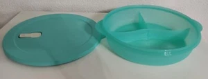 TUPPERWARE Crystal Wave Mikrowelle 1,9L Teller Türkis mit Einteilung Neu - Bild 1 von 3