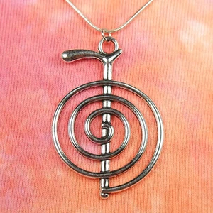 XL Cho Ku Rei Anhänger Halskette Reiki Power Symbol Choku Charm und Schlangenkette - Bild 1 von 6