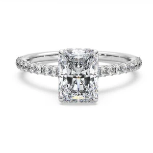 2.78 TCW Radiant Cut Moissanite Classic Women's Engagement Ring in 9K White Gold - Picture 1 of 7