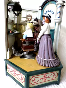 Vintage Enesco Music Box "Ye Olde Barber Shop" With Moving People, Sweet Adeline - Picture 1 of 10