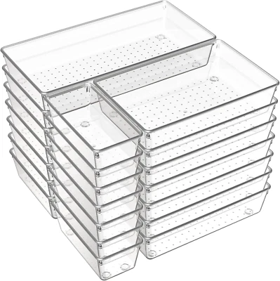 21 Pack Large Clear Plastic Drawer Organizer Trays | Bpa-Free Acrylic Organizer - Image 1 of 4