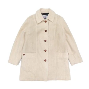 Vintage Penguin Wool Trench Coat Jacket Women Size 14 Cream Blanket Lined - Picture 1 of 6