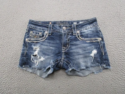 Miss Me Shorts Women Blue Rhinestone Embellished Denim Jean Size 27 Y2K - Image 1 of 4