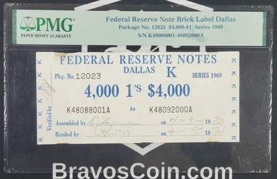 1969 US Dallas Federal Reserve Note Brick Label - PMG Certified - Image 1 of 4