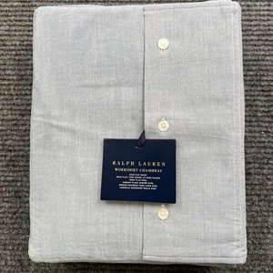 Ralph Lauren Workshirt Chambray King Flat Top Sheet Blue New in Package $245 - Picture 1 of 4