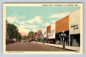 Greenville MS-Mississippi, Washington Street, Business District Vintage Postcard - Picture 1 of 2