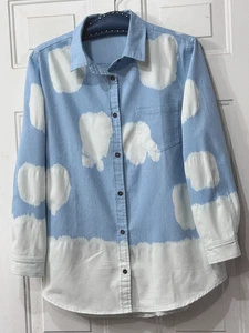 NEU Jodifl Damen Gr. M Shirt Knopfleiste Langarm blau/weiß Batik - Bild 1 von 11