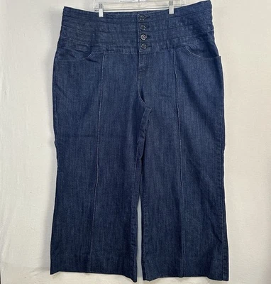 Jeans Venezia Lane Bryant botão mosca e zíper tamanho 28 perna larga - Imagem 1 de 4