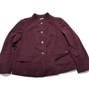 TALBOTS Blazer Jacket Womens 14 Petite Burgundy Rayon Nylon Spandex Academia - Picture 1 of 8