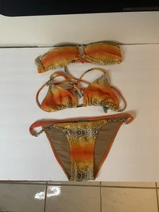 Gia Martina Bikini mit 2 Oberteilen Orange Leopard Größe S - Bild 1 von 9