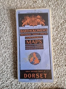 Vintage 1944 (A) Batholemews Cloth Mounted Map Of Dorset 1/2 Inch Scale - Picture 1 of 1