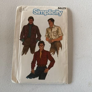 Simplicity 6629 Vintage Mens Shirt Sewing Pattern Size 38 Chest Retro UNCUT FF - Picture 1 of 4