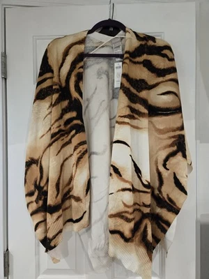 Chico's Ruana Mantón Envolvente L/XL Esencia de Tigre Estampado Animal Tejido Nuevo con Etiqueta Foto 1 de 3