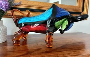 Stier Skulptur Glas Figur Bulle Glasfigur Deko Kristallglas Bison Murano Stil - Bild 1 von 8