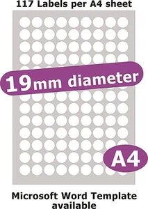 19 mm Rund 585 Etiketten Matt Weiß Papier 5 A4 Blatt Laser Kopierer Tintenstrahl Aufkleber - Bild 1 von 1