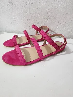 Stuart Weitzman Twistie Pink Suede Ankle Strap Flat Sandal Shoes Womens Sz 7.5B - Image 1 of 4