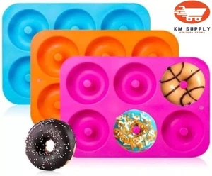 Silicon Doughnut Mould,Large 3 Pack, Non-Stick 6 Cavity,Silicone Donut Moulds, - Picture 1 of 7