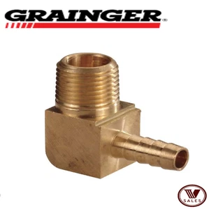FACTORY NEW! GRAINGER 6AFG8 Brass Elbow 1/4" Barb x 1/4" Male NPT - Picture 1 of 4